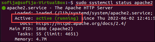 Check Apache status on Ubuntu-