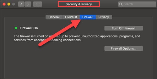 Open the firewall settings on Mac.